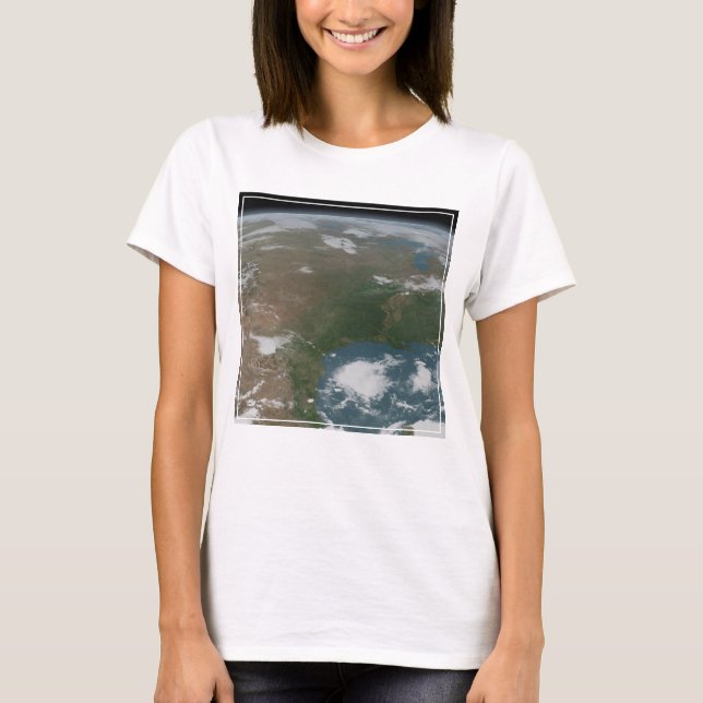 T-shirt La Planète Panoramique Terre Et Les Etats-Unis. 2 (Devant)