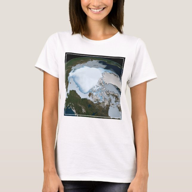 T-shirt La Planète Terre Montre La Couverture De Glace De  (Devant)