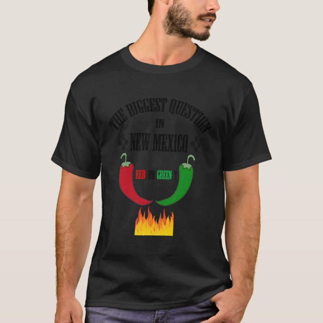 T-shirt La Plus Grande Question Au Nouveau-Mexique, Rouge  (Devant)