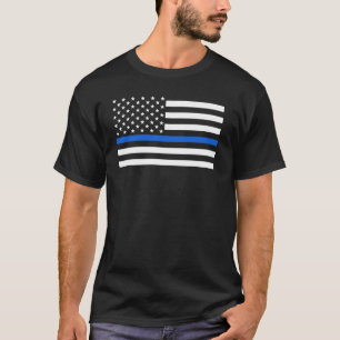 T-shirt La police de drapeau américain amincit Blue Line