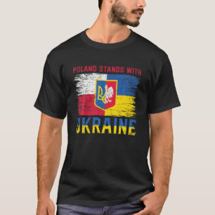 T-shirt La Pologne Est Avec L'Ukraine Pavillon Ukrainien P