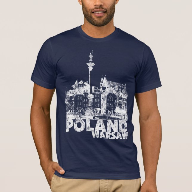 T-shirt La Pologne Varsovie sur l'obscurité (Devant)