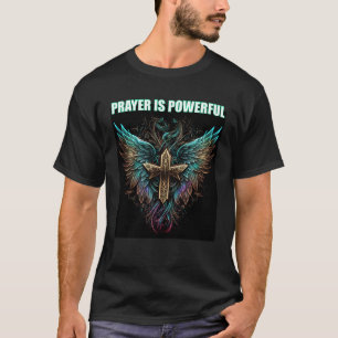T-shirt La prière est Puissante Ange Ailes Croix Jésus Chr