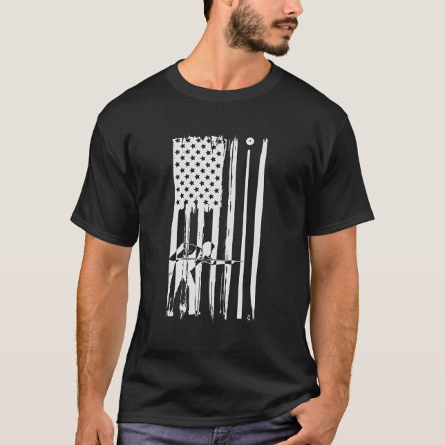 T-shirt La queue de drapeau des Etats-Unis de billards (Devant)