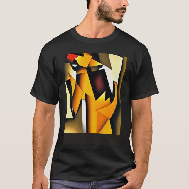 T-shirt La Queue Marquant Le Chien Géométrique Abstrait (Devant)