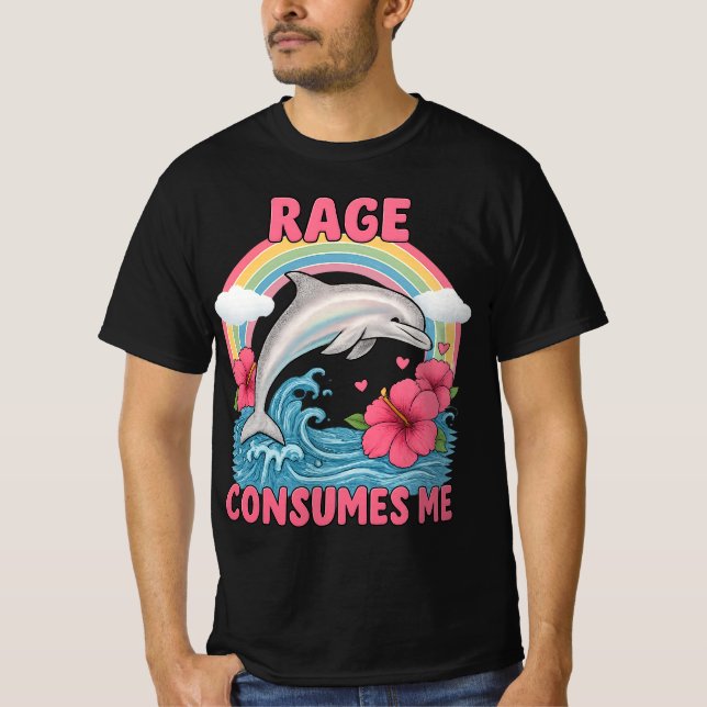 T-shirt la rage me consume mème dauphin (Devant)