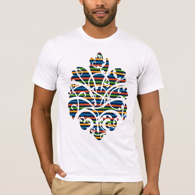 T-shirt la rayure multi met en rouleau le coupe-circuit de (Devant)