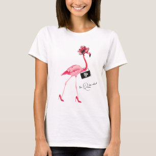 T-shirt La Reine A Retraité Classy Chic Flamant rose Rose