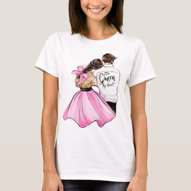 T-shirt La Reine de mon coeur couple de la Saint-Valentin  (Devant)