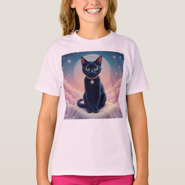 T-shirt La Reine Du Ciel De Chat Noir (Devant)