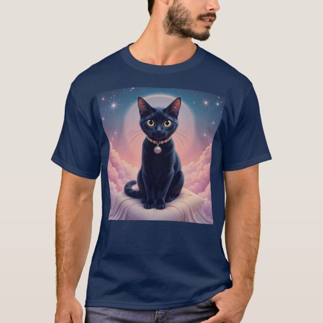 T-shirt La Reine Du Ciel De Chat Noir (Devant)