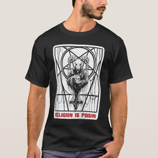 T-shirt La Religion Est Poison Athéiste Gothique Satan Occ (Devant)