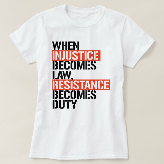 T-SHIRT LA RÉSISTANCE DEVIENT UN DROIT (Design devant)