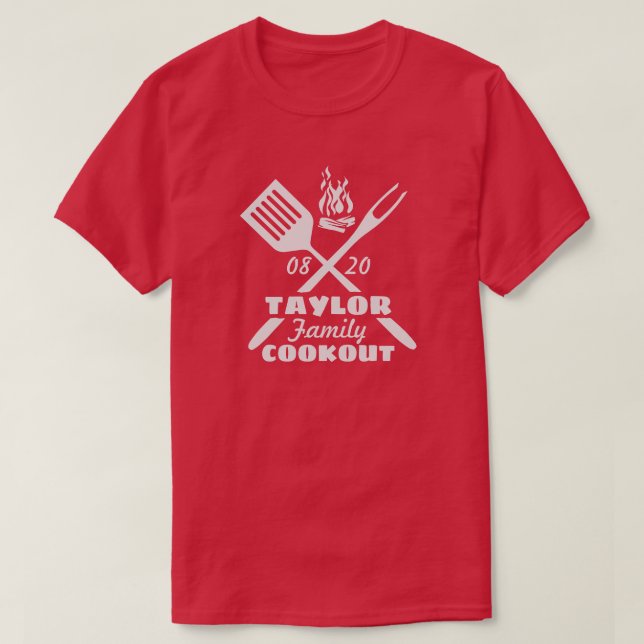 T-shirt La Réunion de barbecue de famille, gril usine le (Design devant)