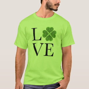 T-shirt la Saint-Patrick   Amour   trèfle vert pailleté