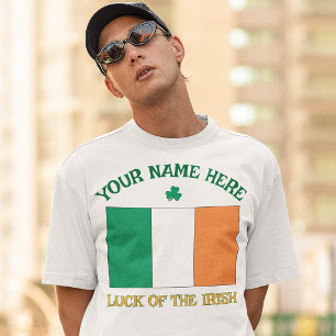 T-shirt La Saint-Patrick Drapeau Irlande Nom Personnalisé