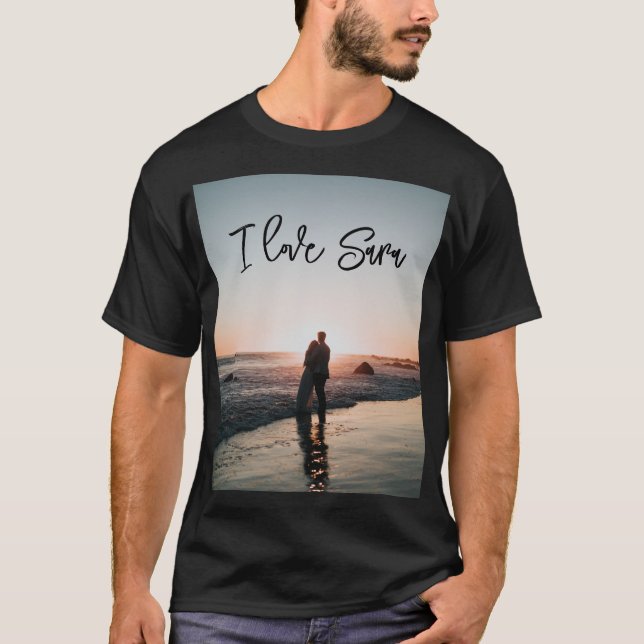 T-shirt La Saint Valentin a personnalisé votre photo (Devant)