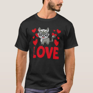 T-shirt La Saint-Valentin Cœurs Amour Raton Laveur Animal