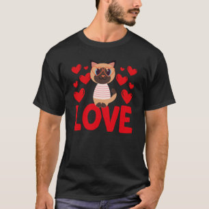 T-shirt La Saint-Valentin coeurs d'amour chat animal femme
