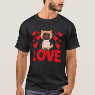 T-shirt La Saint-Valentin coeurs d'amour chat animal femme