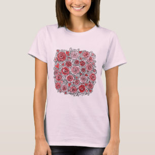 T-shirt La Saint-Valentin Roses Roses Rouges Cœurs Griboui