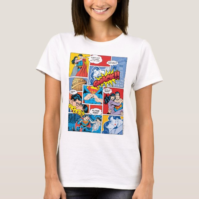 T-shirt La Saint-Valentin Superman | Collage de bandes des (Devant)