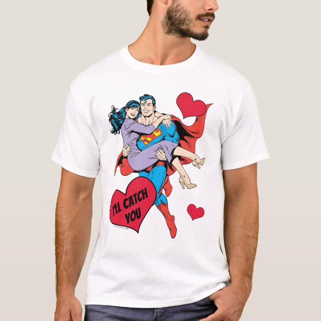 T-shirt La Saint-Valentin Superman | Je vais vous attraper (Devant)