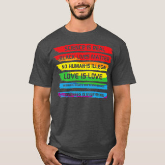 T-shirt La science est une vraie vie noire Rainbow LGBT