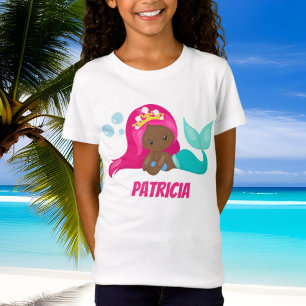 T-Shirt La sirène mignonne d'Afro-américain ajoutent le