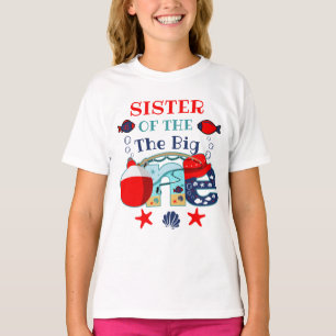 T-shirt La soeur d'anniversaire de pêche du garçon d'anniv