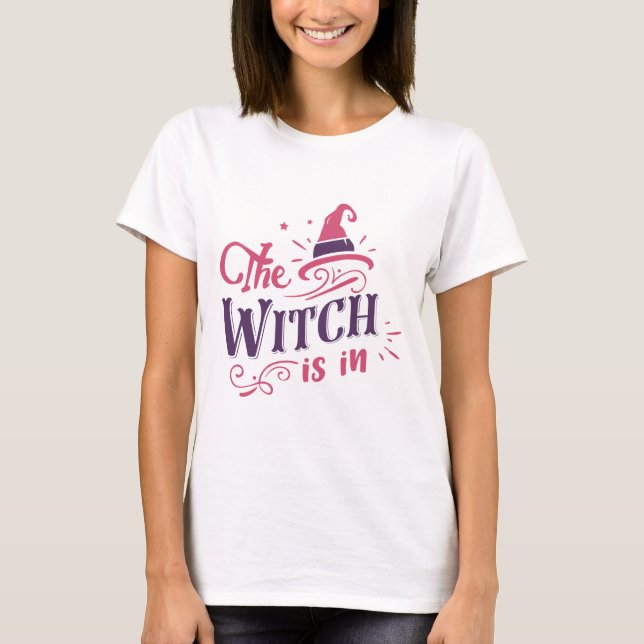 T-shirt La sorcière est en rose & violet Casquette sorcièr (Devant)
