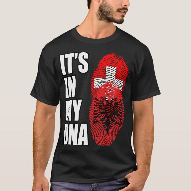 T-shirt La Suisse Et L'Albanie Mélangent Le Patrimoine De  (Devant)