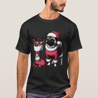 T-shirt La surprise enneigée de Santa Pug
