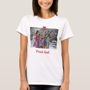 T-shirt La Tante Fière Du Coeur Personnalise La Photo