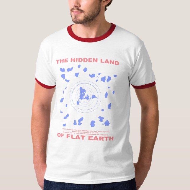 T-shirt La terre cachée de la terre plate (carte de 1000 (Devant)