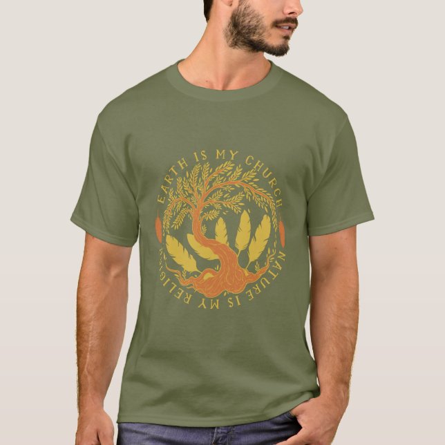 T-shirt La Terre est mon Église, la Nature est ma religion (Devant)