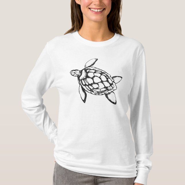 T-shirt La tortue de la mer Noire en blanc (Devant)