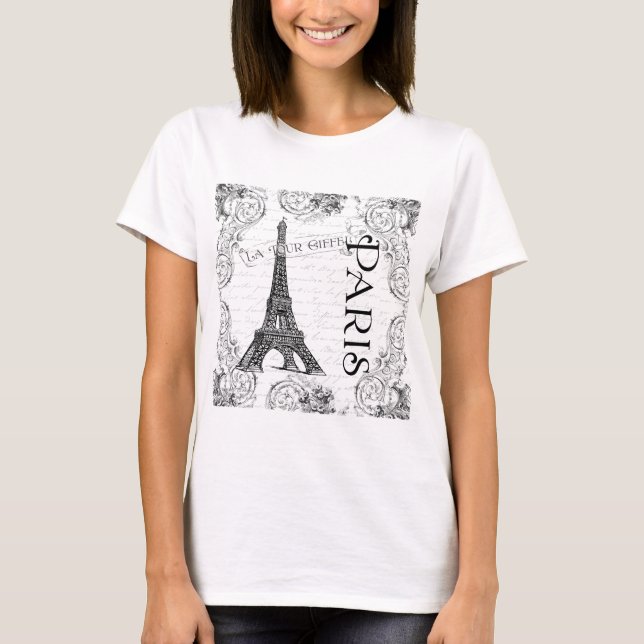 T-shirt La Tour Eiffel et les manuscrits de Paris (Devant)