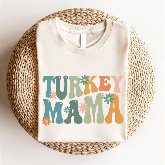 T-shirt La Turquie Super moderne Mama Thankesgiving (Modern Groovy Turkey Mama Thanksgiving T-Shirt)