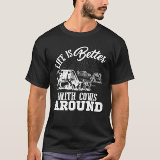 T-shirt La Vache La Vie Ferme Est Mieux Avec Les Vaches Au