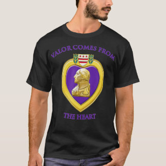 T-shirt La Valeur Provient Du Coeur Violet Coeur Militaire