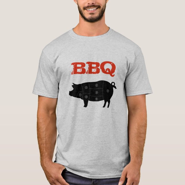 T-shirt La viande de porc coupe le boucher (Devant)