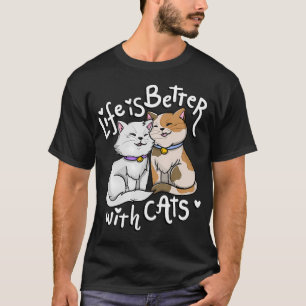 T-shirt La Vie Amoureux des chats De Valentine Est Meilleu