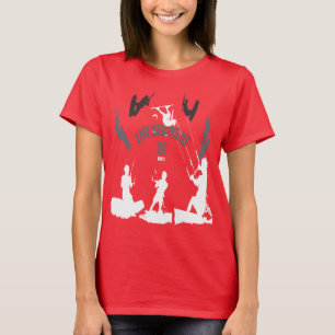 T-shirt La vie commence à 20 nœuds Silhouettes Aqua Bleu