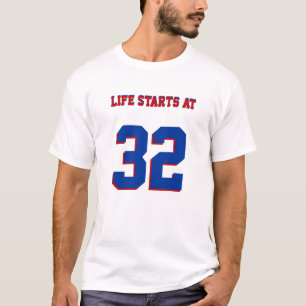 T-shirt La Vie Commence À 32 Amusante Blague Du 32E Anniv