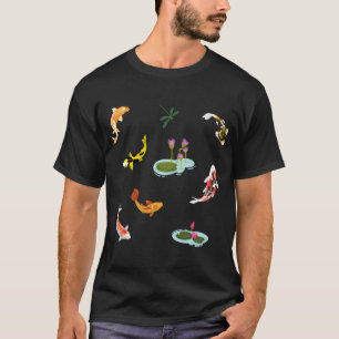 T-shirt La vie dans l'étang. Poisson aquarelle, nénuphar