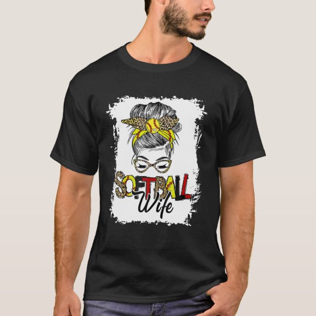 T-shirt La vie de la femme de softball avec Leopard Messy  (Devant)