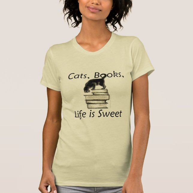 T-shirt La vie de livres de chats est douce (Devant)