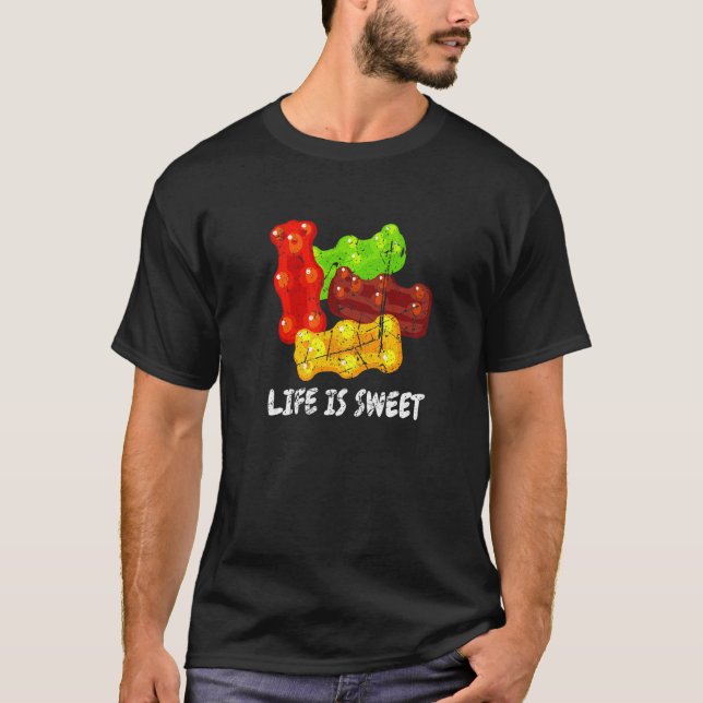 T-shirt La Vie De L'Ours De Gummy Est De Sucré Ventilateur (Devant)