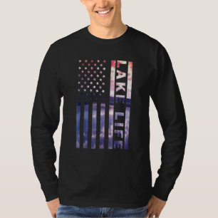 T-shirt La vie du lac Drapeau américain Quai Coucher de so